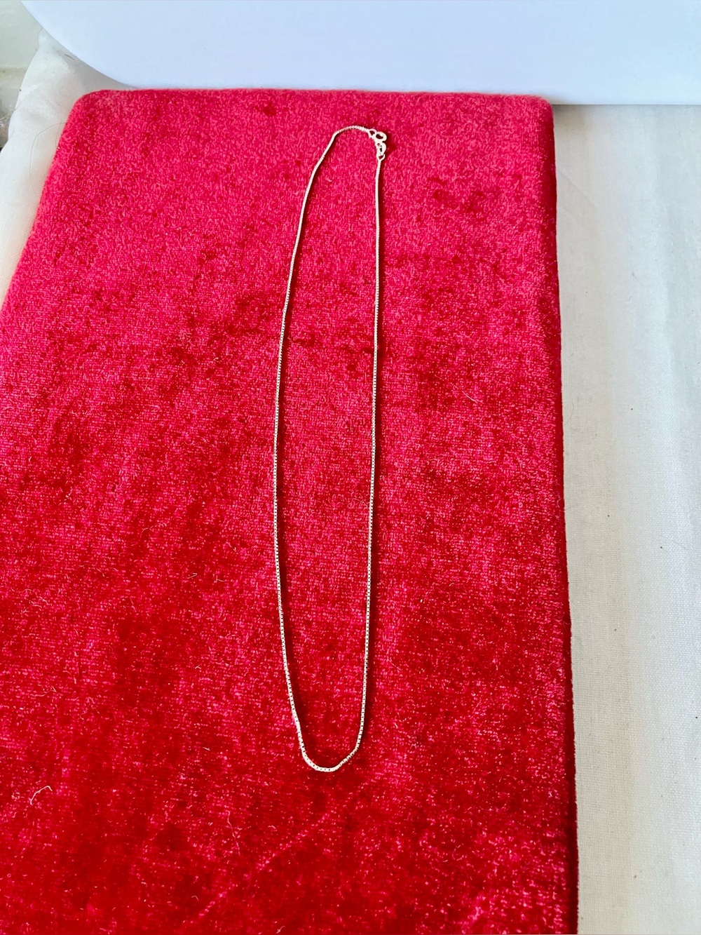 14K White Gold Box Chain Necklace 1mm 18" 17.75" Italy 2.0g 585 Fine.